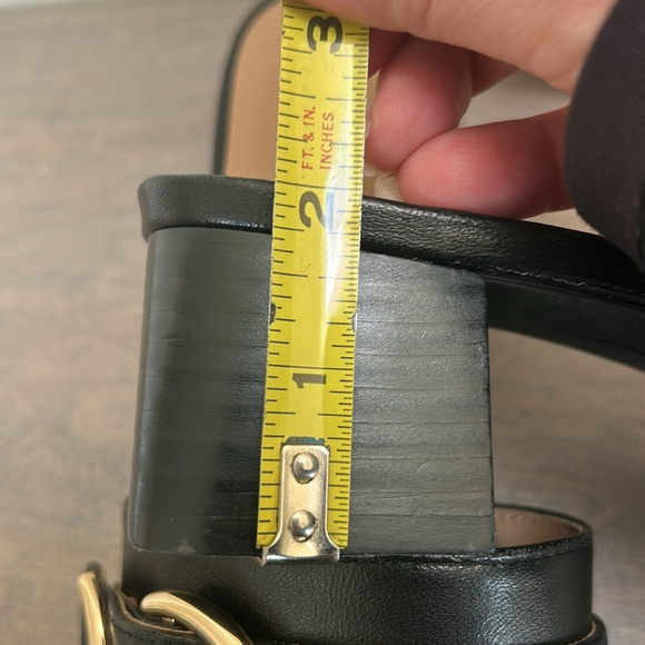 Aerosols: Black and Gold Mules with Gold Buckle: Size 8 - Picture 3 of 6